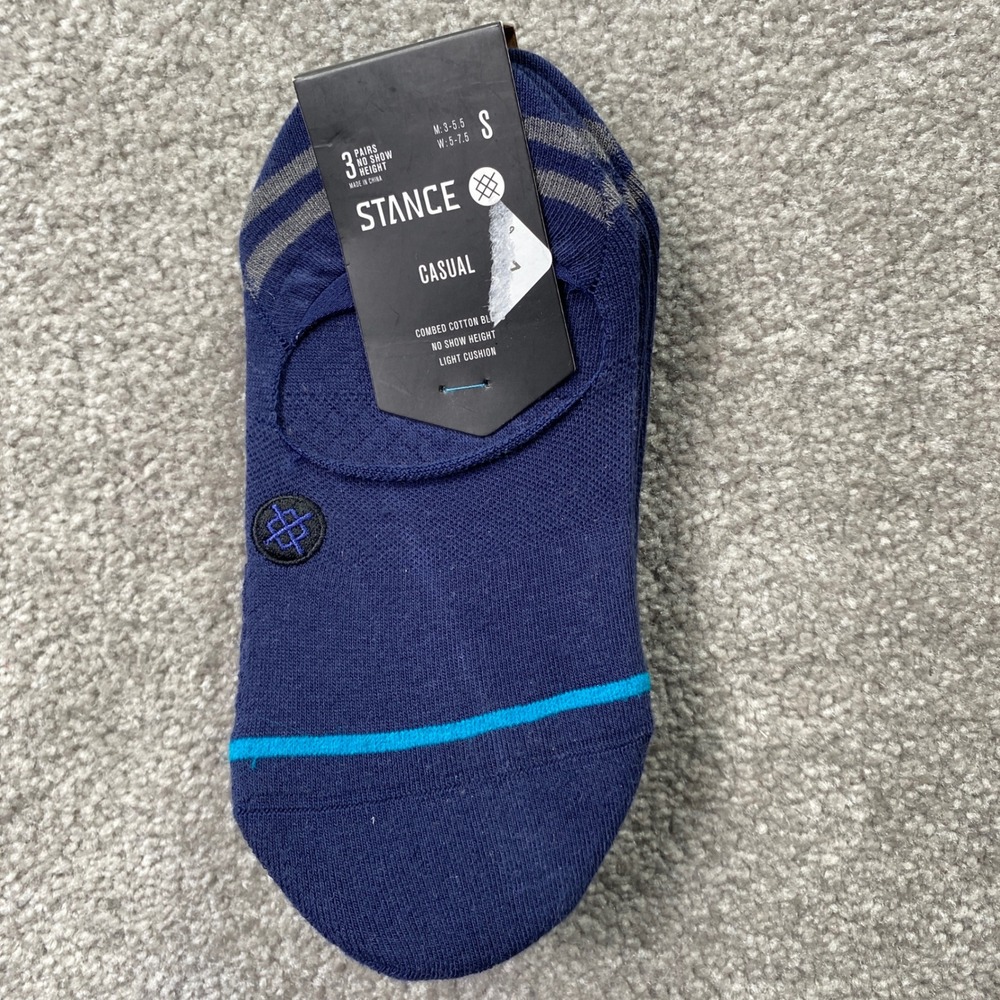 Stance Gamut 2 No Show Socks Unisex Small Navy 3 Pack M145A19GPK Striped Light